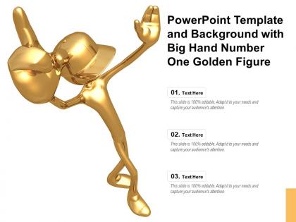 Powerpoint template and background with big hand number one golden figure