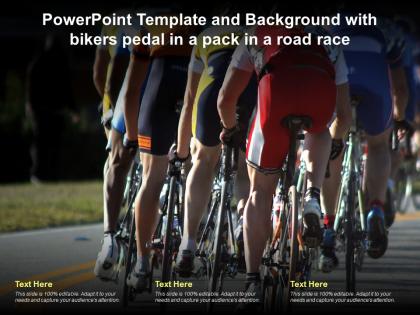 Powerpoint template and background with bikers pedal in a pack in a road race