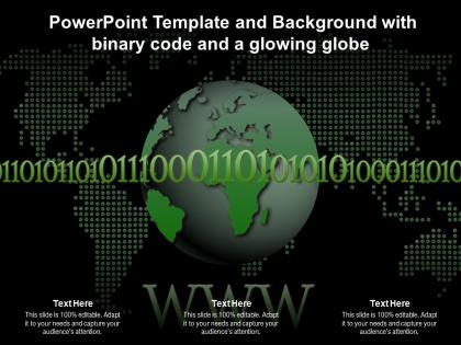 Powerpoint template and background with binary code and a glowing globe
