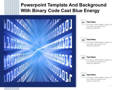 Powerpoint template and background with binary code cast blue energy
