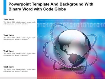 Powerpoint template and background with binary word with code globe