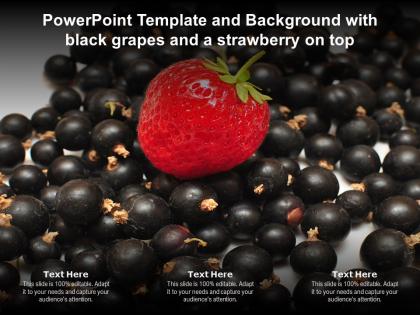 Powerpoint template and background with black grapes and a strawberry on top