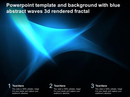 Powerpoint template and background with blue abstract waves 3d rendered fractal