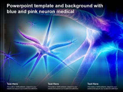 Powerpoint template and background with blue and pink neuron medical