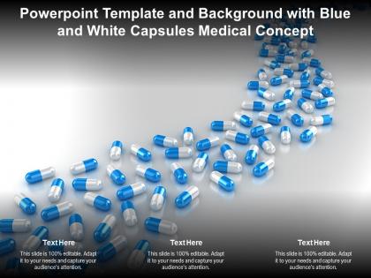 Powerpoint template and background with blue and white capsules medical concept