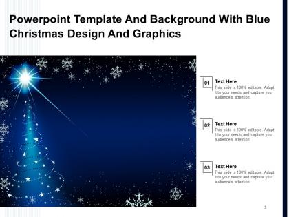Powerpoint template and background with blue christmas design and graphics