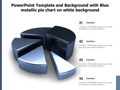 Powerpoint template and background with blue metallic pie chart on white background