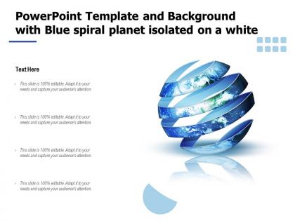 Powerpoint template and background with blue spiral planet isolated on a white