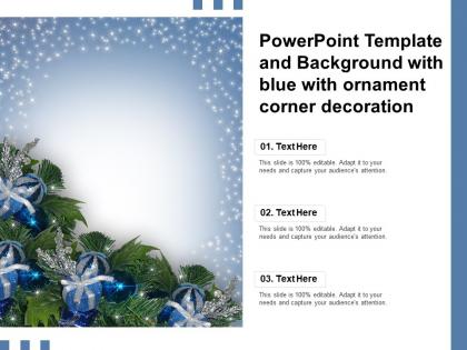 Powerpoint template and background with blue with ornament corner decoration