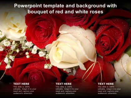 Powerpoint template and background with bouquet of red and white roses
