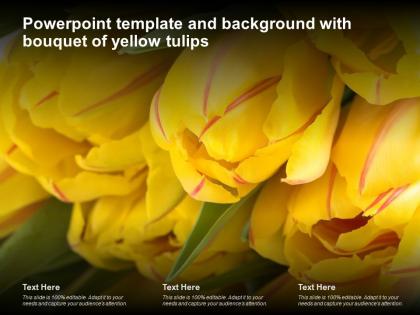 Powerpoint template and background with bouquet of yellow tulips