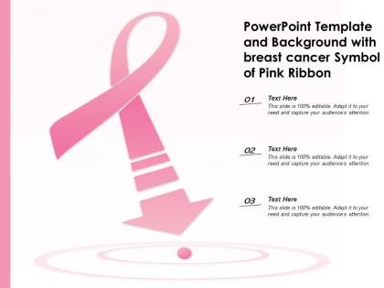 Powerpoint template and background with breast cancer symbol of pink ribbon