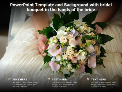 Powerpoint template and background with bridal bouquet in the hands of the bride