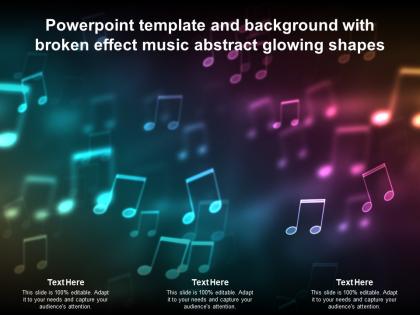 Powerpoint template and background with broken effect music abstract glowing shapes