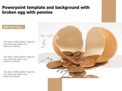 Powerpoint template and background with broken egg with pennies