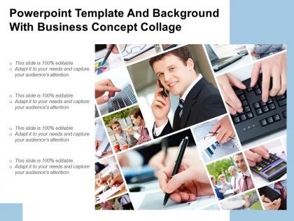 Powerpoint template and background with business concept collage