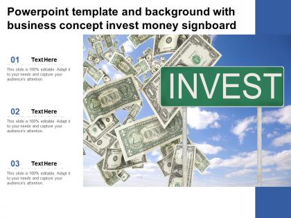 Powerpoint template and background with business concept invest money signboard