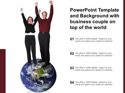 Powerpoint template and background with business couple on top of the world