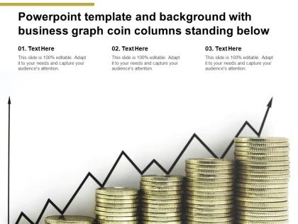 Powerpoint template and background with business graph coin columns standing below