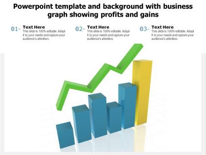 Powerpoint template and background with business graph showing profits and gains