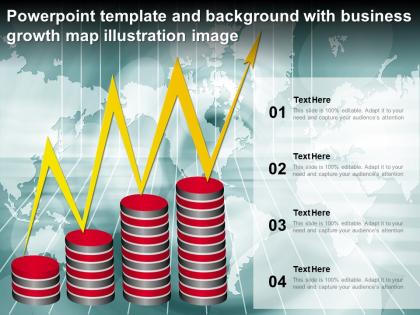 Powerpoint template and background with business growth map illustration image