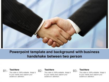 Powerpoint template and background with business handshake between two person