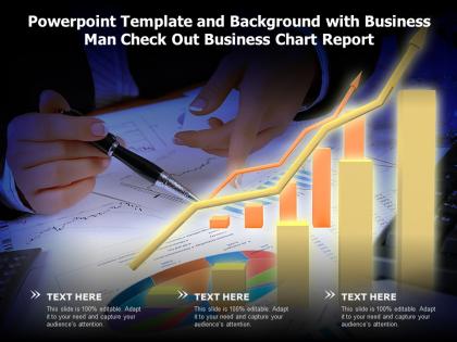 Powerpoint template and background with business man check out business chart report