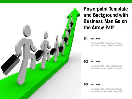 Powerpoint template and background with business man go on the arrow path