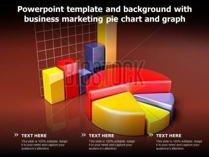 Powerpoint template and background with business marketing pie chart and graph
