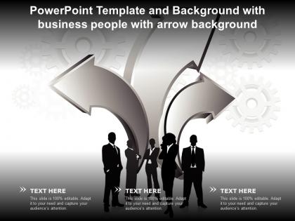 Powerpoint template and background with business people with arrow background