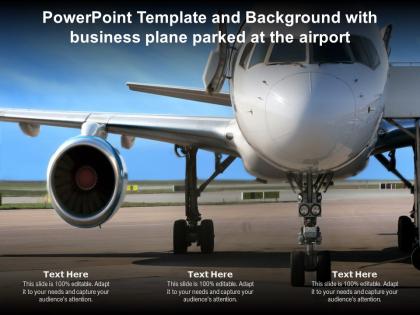 Powerpoint template and background with business plane parked at the airport