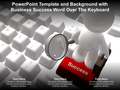 Powerpoint template and background with business success word over the keyboard