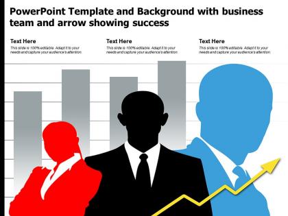Powerpoint template and background with business team and arrow showing success