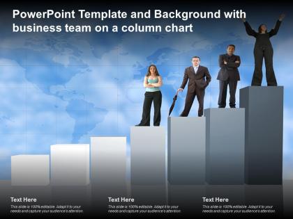 Powerpoint template and background with business team on a column chart