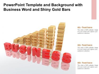 Powerpoint template and background with business word and shiny gold bars