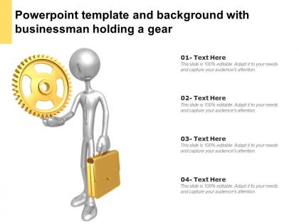 Powerpoint template and background with businessman holding a gear
