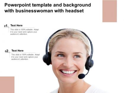 Powerpoint template and background with businesswoman with headset