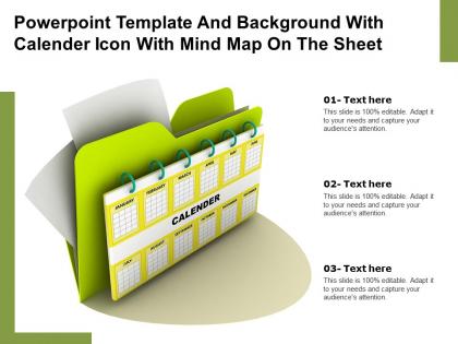 Powerpoint template and background with calender icon with mind map on the sheet