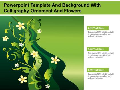 Powerpoint template and background with calligraphy ornament and flowers
