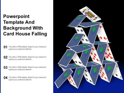 Powerpoint template and background with card house falling