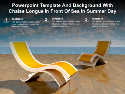 Powerpoint template and background with chaise longue in front of sea in summer day