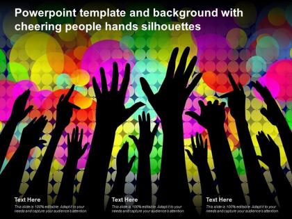 Powerpoint template and background with cheering people hands silhouettes