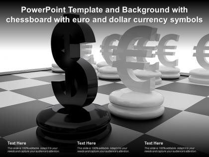 Powerpoint template and background with chessboard with euro and dollar currency symbols