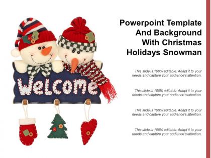 Powerpoint template and background with christmas holidays snowman