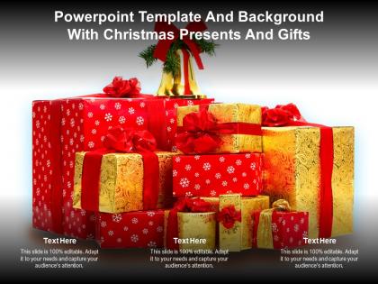 Powerpoint template and background with christmas presents and gifts