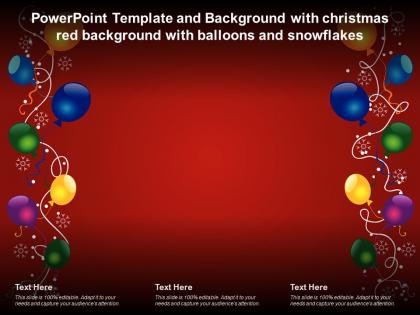Powerpoint template and background with christmas red background with balloons and snowflakes