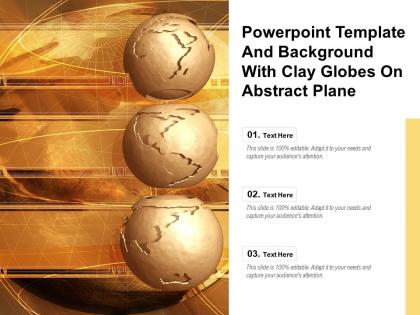 Powerpoint template and background with clay globes on abstract plane