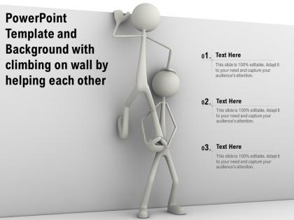 Powerpoint template and background with climbing on wall by helping each other