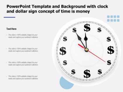 Powerpoint template and background with clock and dollar sign concept of time is money