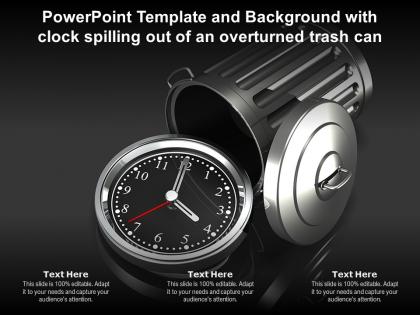 Powerpoint template and background with clock spilling out of an overturned trash can